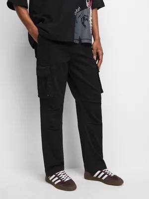 Redbat Men's Washed Black Cargo Pants
