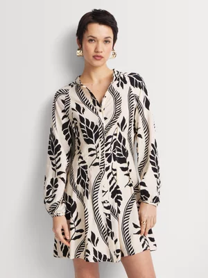 Darted Floral Print Shirt Dress