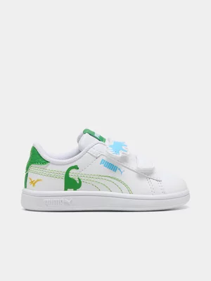 Toddlers Puma Smash 3.0 Hearty V White/Green Sneaker