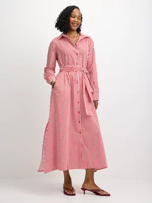 Jet Women’s Red And White Slit Stripe Dress