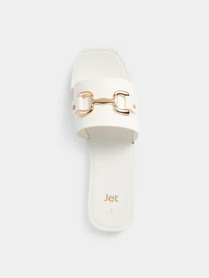Jet Women’s White Square Toe Mule Jellie Sandal