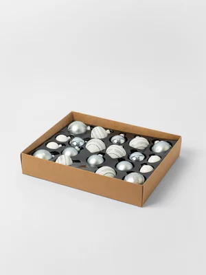 Blue & Silver Glass Hanging Ornament Set