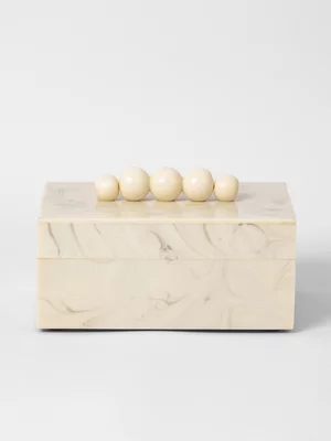 Box With Beaded Lid Resin 12 x 20cm