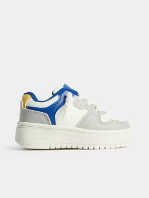 Jet Younger Boys White Grey Lace Up Sneaker