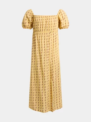 Jet Teen Girls Yellow Paisley Print Flowy Dress