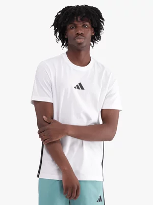 adidas Mens Essential 3-Stripes White Tee