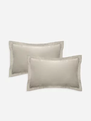 Volpes Egyptian Cotton 800tc Oxford Natural Pillowcase Pair