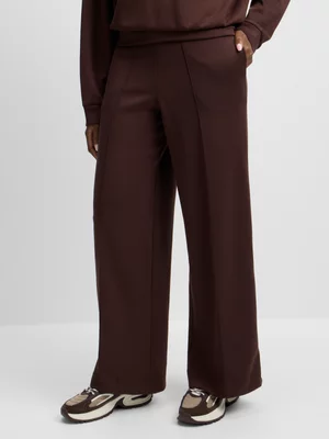 Jet Women's Brown Turn Back Elacstric Pintuck Jogger