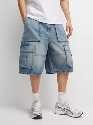 The FIX Men's Light Wash Baggy Denim Shorts