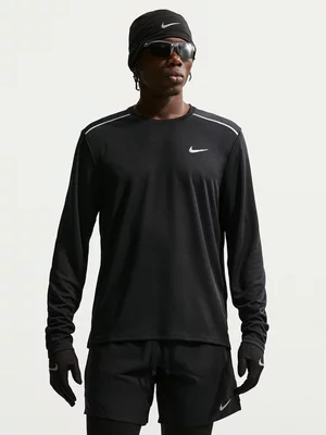 Nike Mens Miler Dri-Fit UV Black Long Sleeve Top