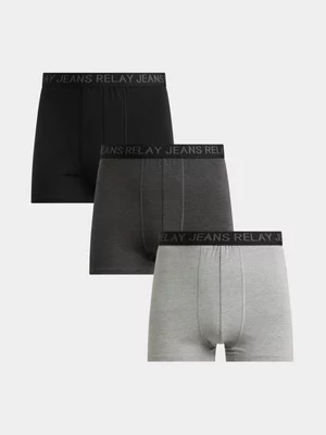 Relay Jeans Men's 3 Pack Grey Boxer
