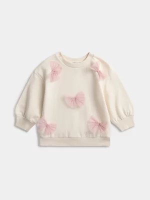 Jet Toddler Girls Ecru 3D Tulle Bows Fashion Active Top