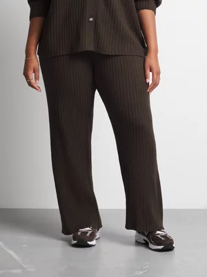 Women's Canvas Co-ord Cotton Rib Knitwear Pant