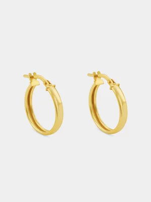 Yellow Gold & Sterling Silver Round Hoop Earrings