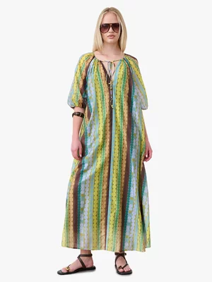 Women's Me&B Multi Maxi Flow Cabana Stripe Tunic Dress