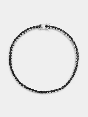 Sterling Silver Black Spinel Tennis Bracelet  