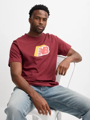 Mens New Balance MT53961 Burgundy Tee