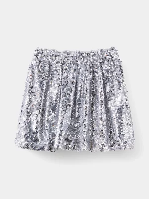 Cotton On Kids Girl Silver Daisy Embellished Bow Bubble Skirt