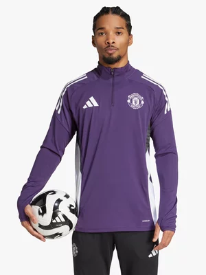 adidas Mens Manchester United Tiro 25 1/4 Zip Purple Training Top