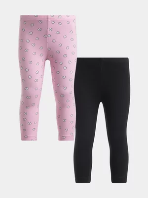 Exact Younger Girl's Black & Pink 2-Pack Leggings
