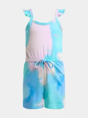 Older Girl's Pink & Blue Tie-Dye Playsuit 