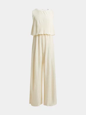 Jet Older Girls Cream Pleated Jumpsuit