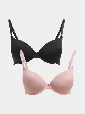 Jet Women's Black/Rose Blush 2 Pack Bra