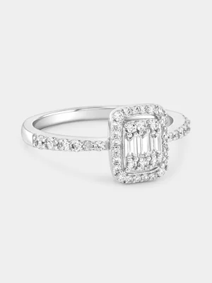 Cheté Sterling Silver Cubic Zirconia Multi-Stone Rectangle Halo Ring 