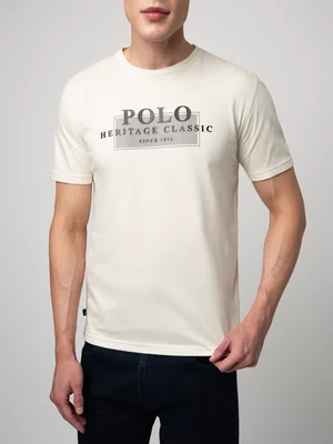 Men's Polo Cream Printed Graphic T-Shirt