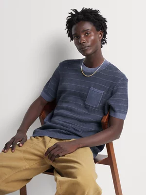 Relay Jeans Mens Oversized Crew Washed Indigo Knitwear