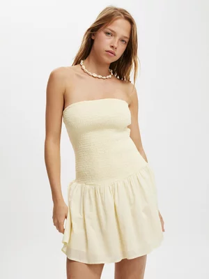 Women's Cotton On Beige Shirred Tube Mini Dress