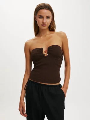 Women's Cotton On Brown Metal Trim Knit Bandeau Top