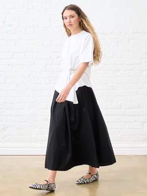 Women's  Me&B White Oversized Flower Pin T-Shirt