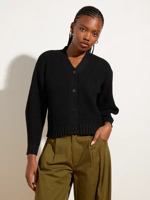 Women's Canvas Easy Fit Cardigan Black