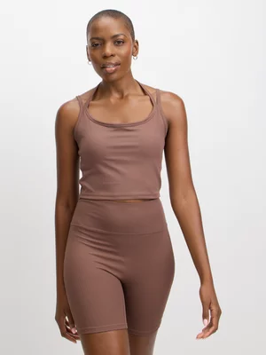 Jet Womens Brown Rib Sports Bra