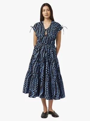Women's Scotch&Soda Blue Tiered Poplin Midi Dress