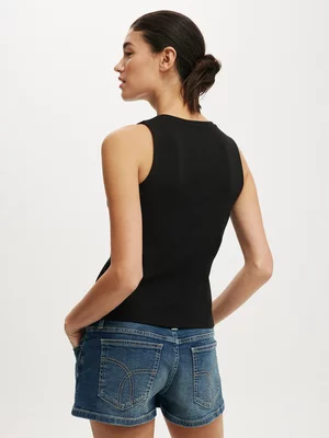 Women's Cotton On Black Bailey Button Detail Vest Top