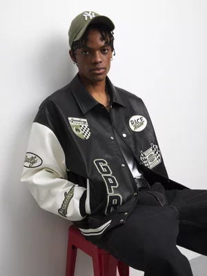 The FIX Men's Black Badge Varisty Jacket