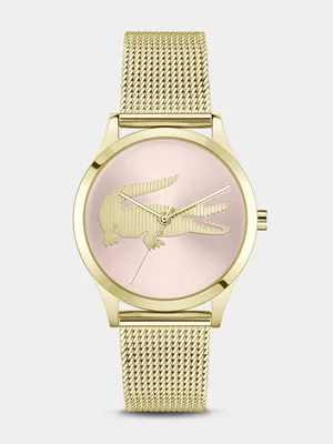 Lacoste Crocodelle Gold Plated Stainless Steel Mesh Watch