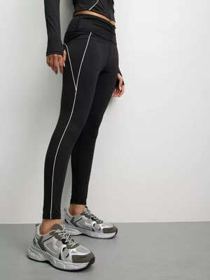 The FIX Women's Black Legging With Piping & Ruch Detail