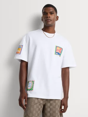 Markham Men's Oversized Fit White Graphic T-Shirt