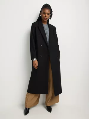 Double Breasted Peak Lapel Longerline Coat