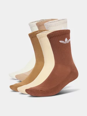 adidas Originals Unisex 6 Pack Multi Natural Crew Socks