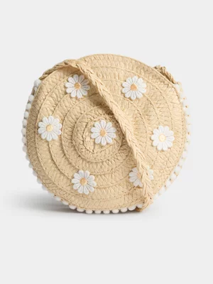 Jet Younger Girls Natural Flower Straw Sling Bag