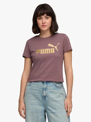 Puma Womens Essential Metallic Logo Mauve Tee