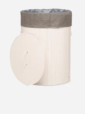 Laundry Basket Round Collapsible White 58cm