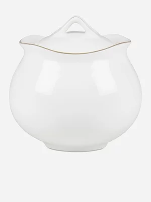 lacasa sugar pot w/gold rim white
