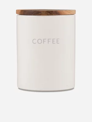 @home Ceramic White Coffee Canister with Wooden Lid