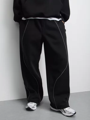The FIX Men's Black Fleece Piped Wide Leg Jogger