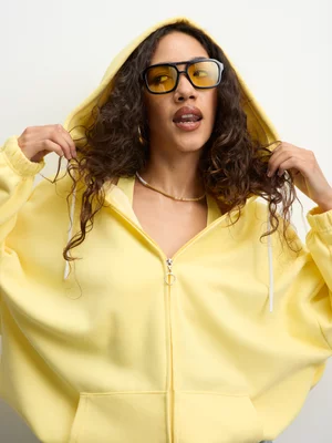 The FIX Women's Yellow Premium Fleece Zip Through Hoody